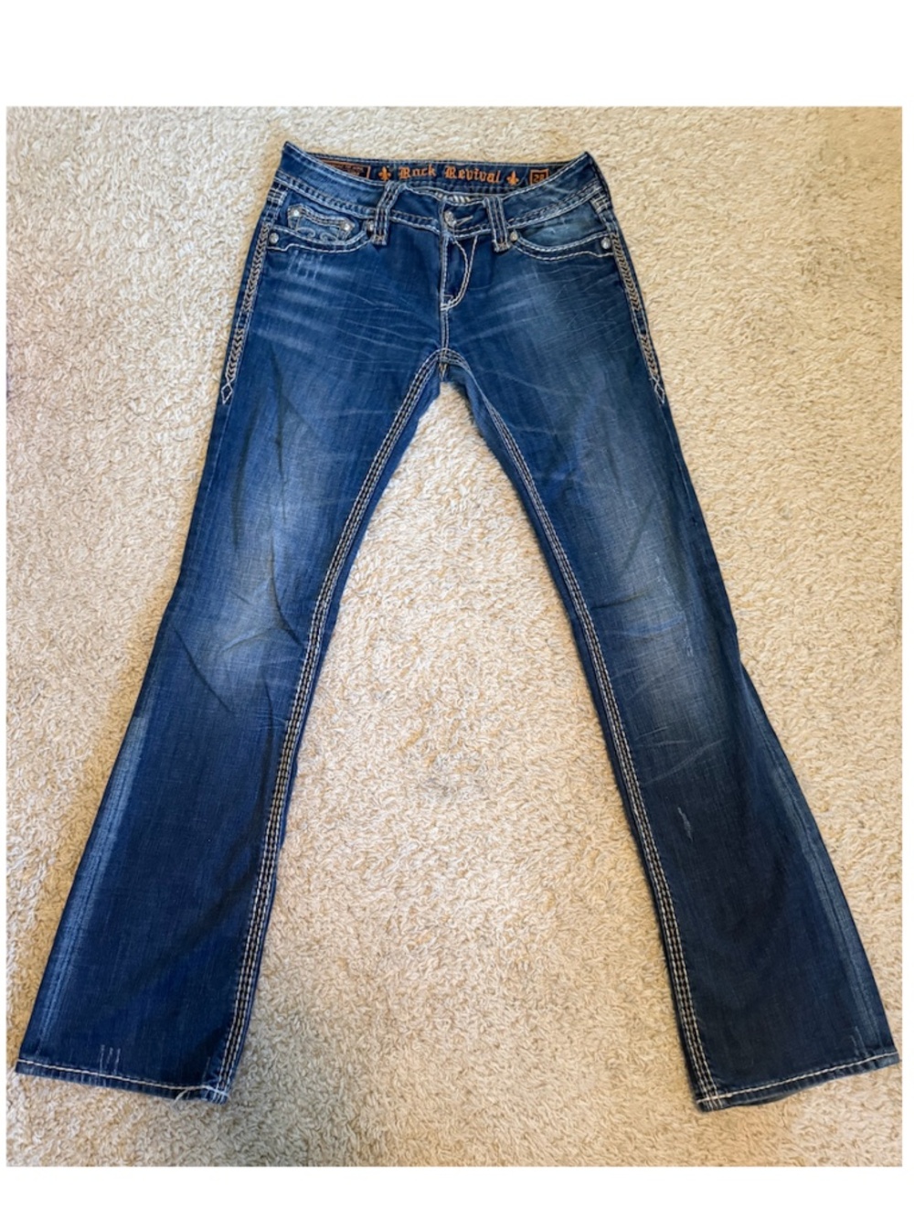 Rock Revival Fleur-de-Lis Bootcut Jeans Women’s Size 28 Dark Wash